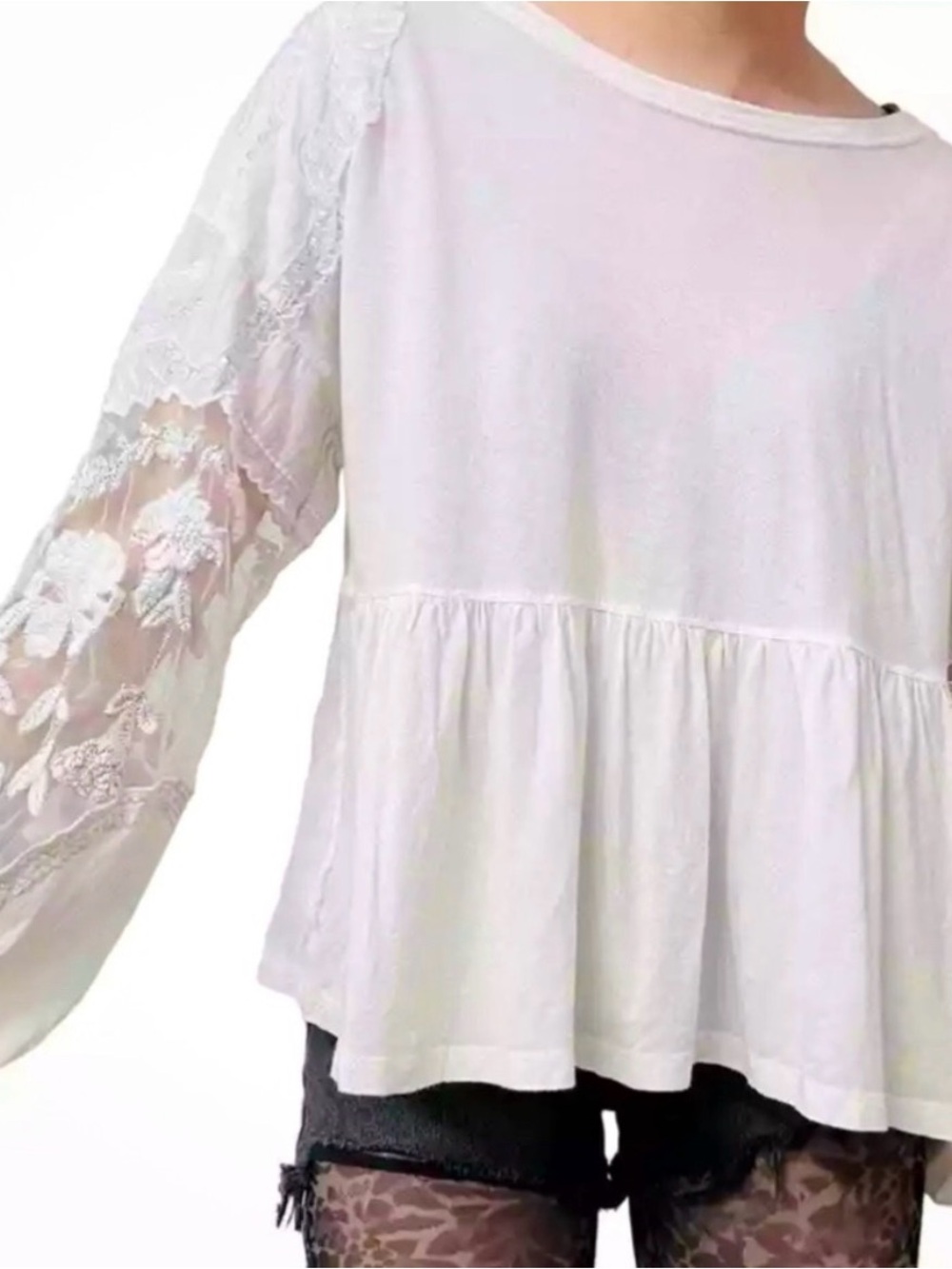 FREE PEOPLE white long sleeved top